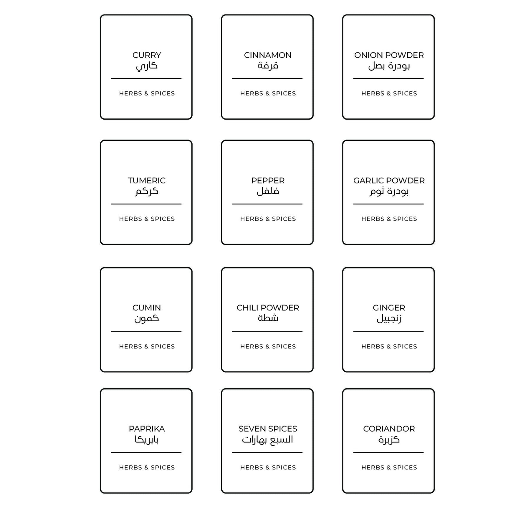 The Minimal Spice Labels – Classic