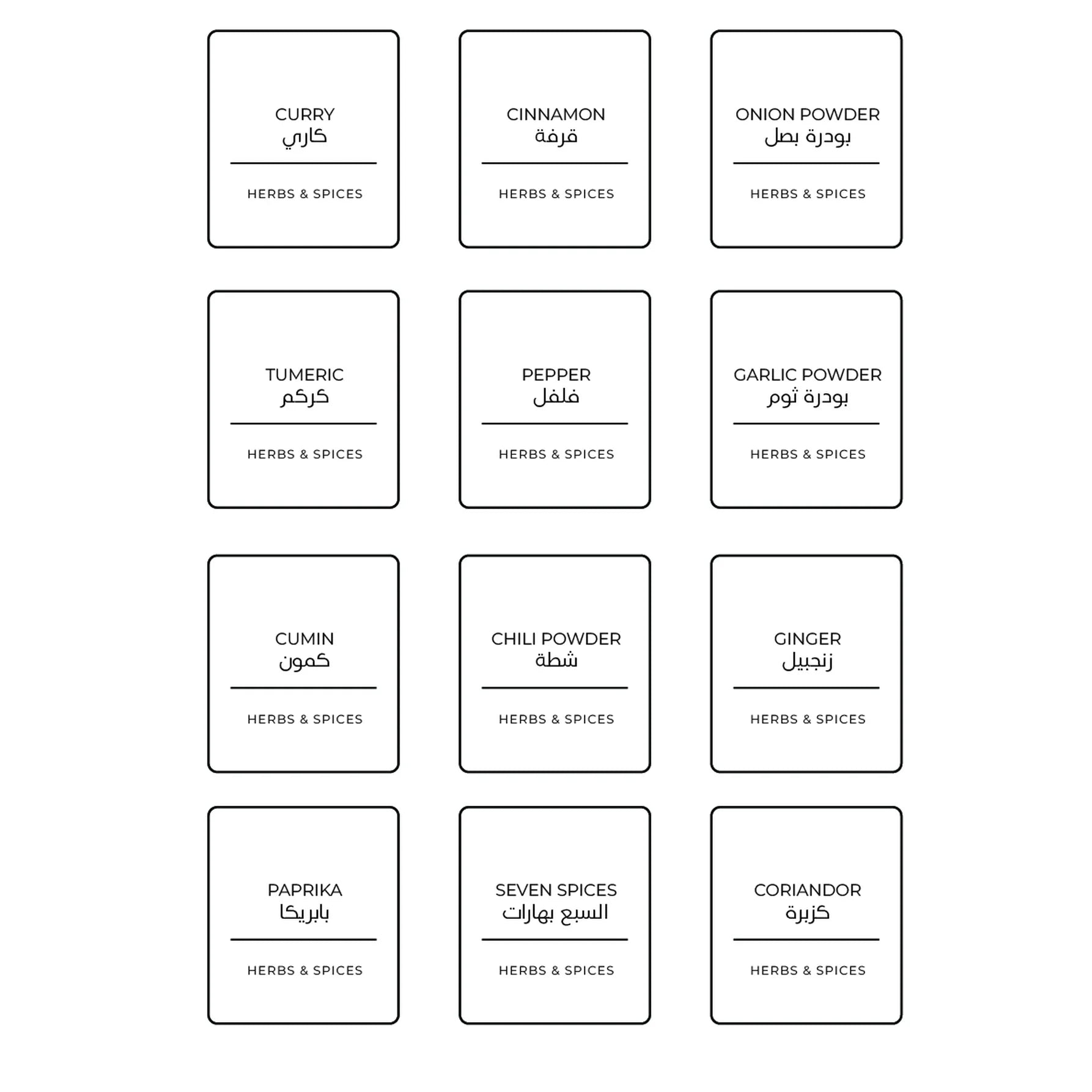 The Minimal Spice Labels – Classic