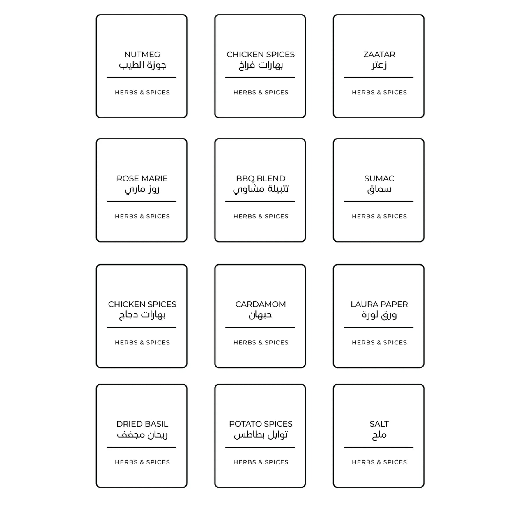 The Minimal Spice Labels – Classic