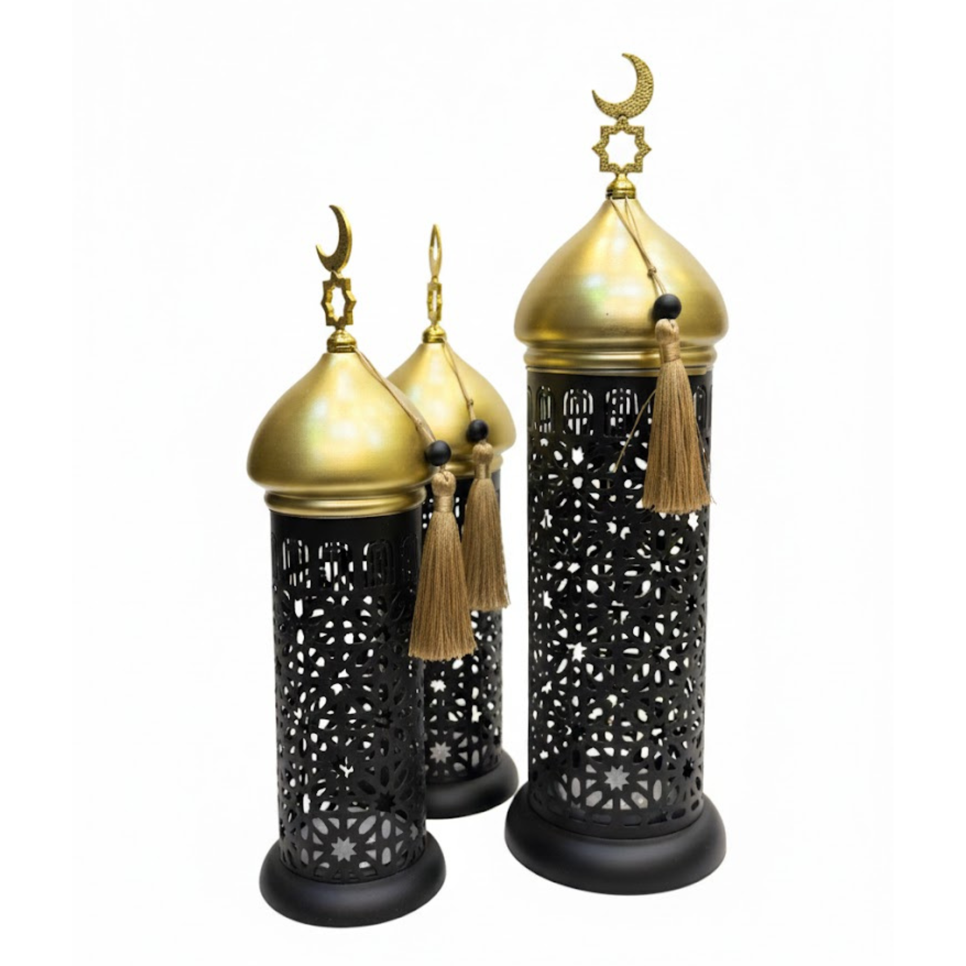Midnight Crescent Lanterns – Set of 3