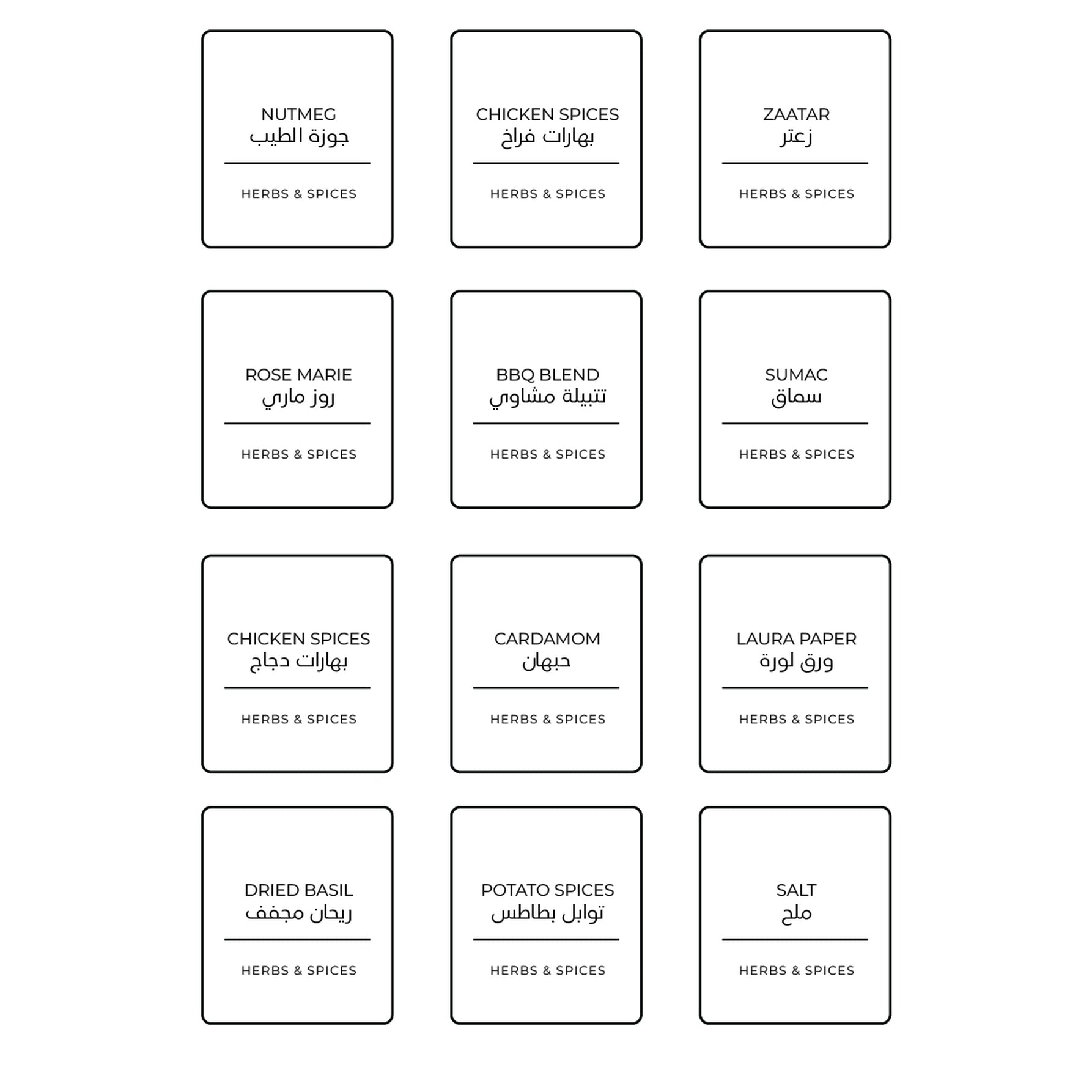 The Minimal Spice Labels – Classic